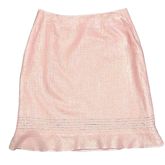 EUC Pink Linen Ruffle Hem skirt, size‎ 8P-10P  Office, Casual, Date Night - Picture 1 of 7